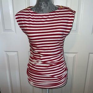 Michael Kors striped shirt gathered sides sz S